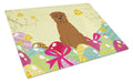 Easter Eggs Dogue de Bourdeaux Cutting Board Tempered Glass Kitchen Cutting Surface, Heat Resistant Chopping, Non-Slip Feet, Food Prep & Serving