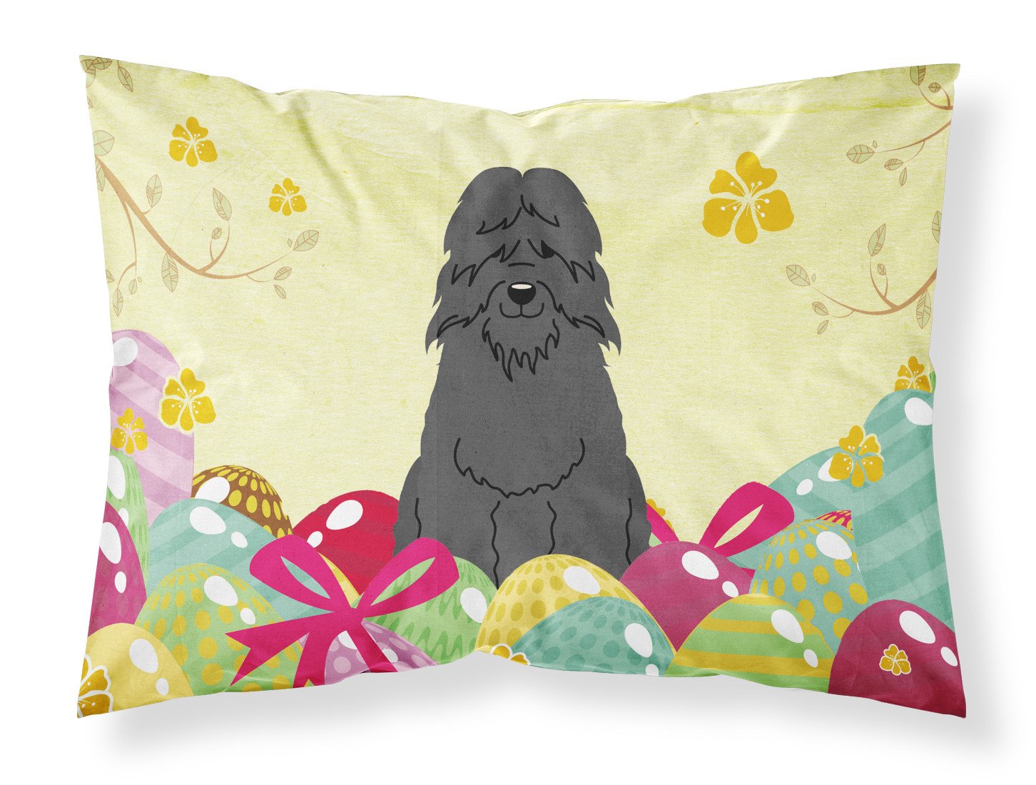 Easter Eggs Bouvier des Flandres Standard Pillowcase Lightweight Super Soft Easy Care Decorative Artwork Pillowcase, Standard