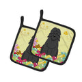 Easter Eggs Bouvier des Flandres Pot Holder Set of 2 Heat Resistant Quilted Hot Pads 7.5 x 7.5 Inch, Insulated Kitchen Trivets for Cooking & Baking