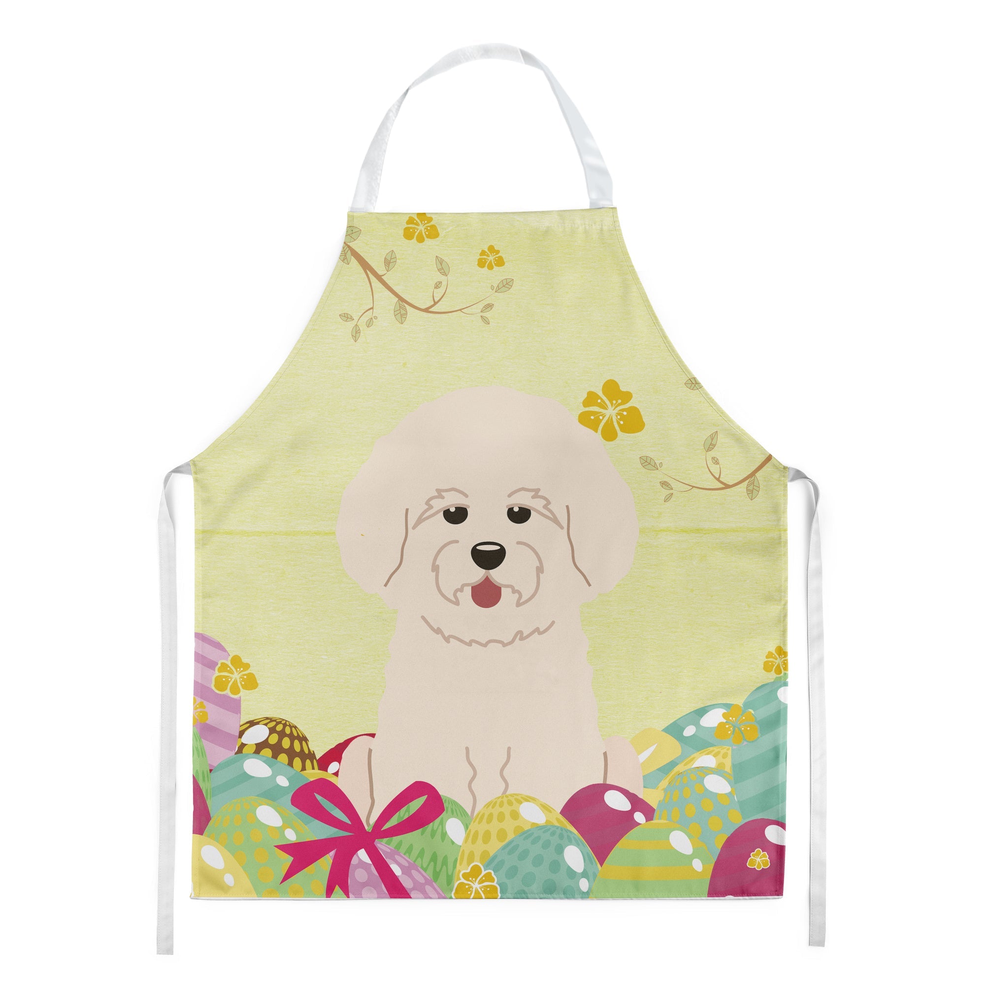 Easter Eggs Bichon Frise Apron Cooking Kitchen Server Baking Crafts Gardening for Adult Women Men, Unisex, Large, Multicolor