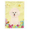 Easter Eggs Bichon Frise House Flag 28x40 Porch Sleeve Pole Decorative Outside Yard Banner Artwork Wall Hanging, Polyester