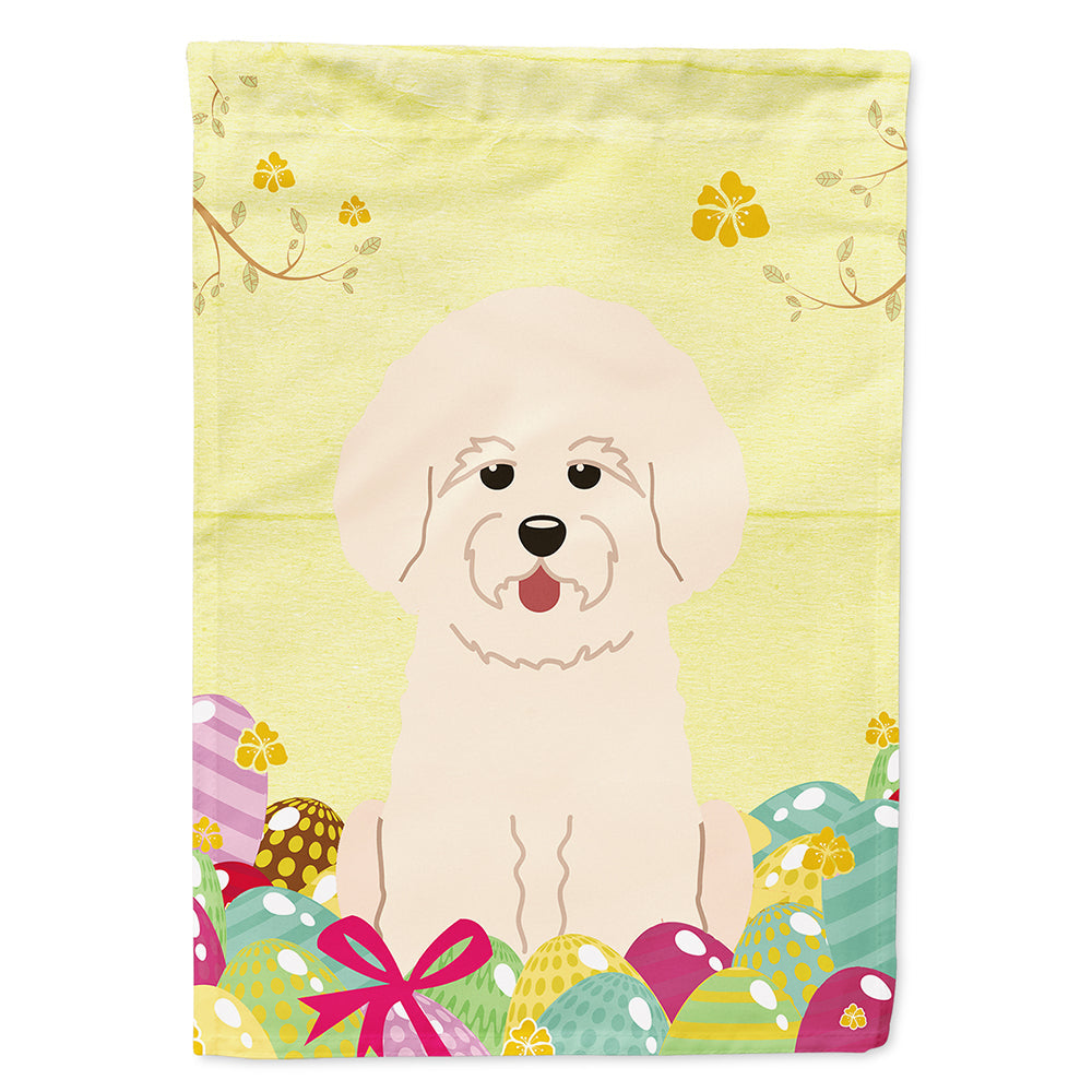 Easter Eggs Bichon Frise House Flag 28x40 Porch Sleeve Pole Decorative Outside Yard Banner Artwork Wall Hanging, Polyester
