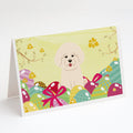 Easter Eggs Bichon Frise Greeting Cards Pack of 8 Blank Cards with Envelopes Whimsical A7 Size 5x7