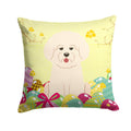 Easter Eggs Bichon Frise Decorative Throw Pillow 14x14 Indoor Outdoor Accent Cushion, Fabric Cover with Insert for Sofa, Bed, Porch & Living Room