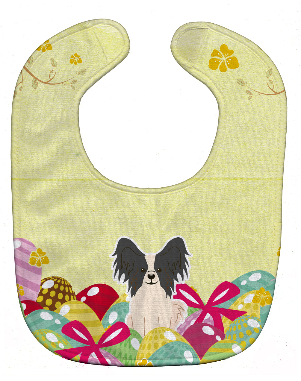 Easter Eggs Papillon Black White Baby Bib Easy-Clean Baby Bib Baby Feeding Accessory Baby Mealtime Essential, 10 x 13, Multicolor