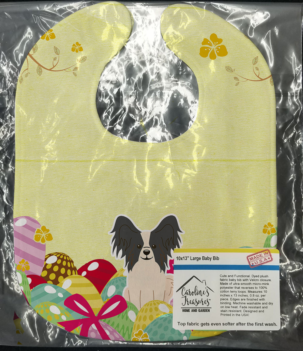 Easter Eggs Papillon Black White Baby Bib Easy-Clean Baby Bib Baby Feeding Accessory Baby Mealtime Essential, 10 x 13, Multicolor