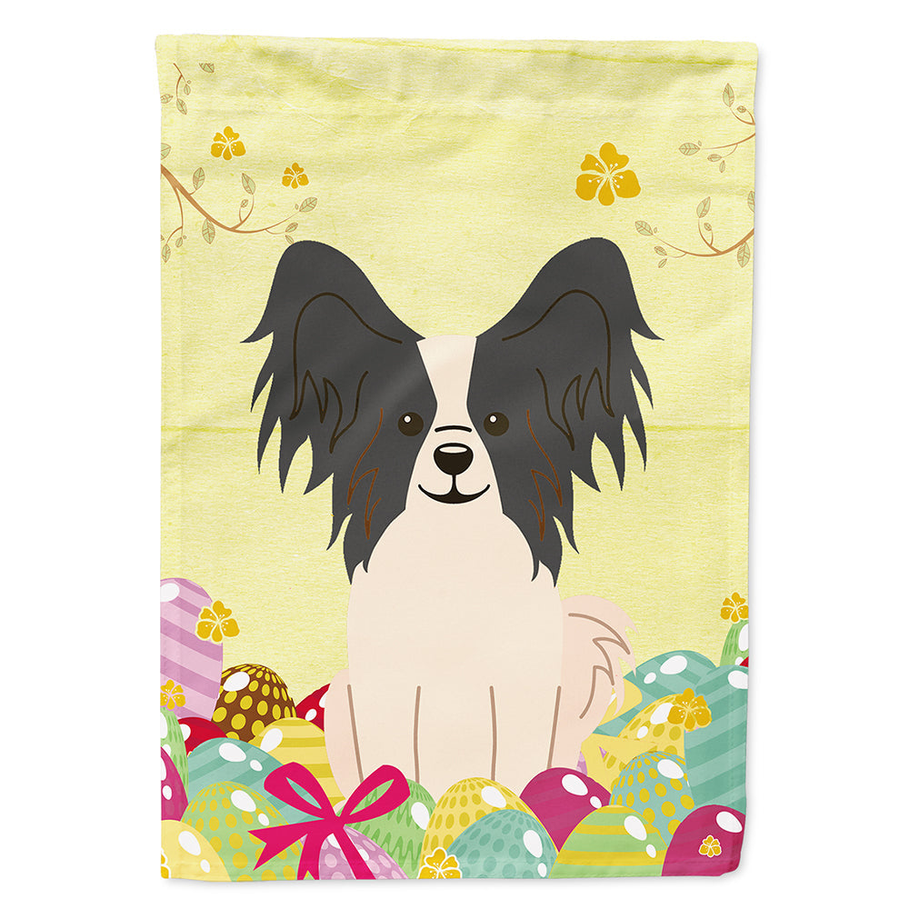 Easter Eggs Papillon Black White House Flag 28x40 Porch Sleeve Pole Decorative Outside Yard Banner Artwork Wall Hanging, Polyester