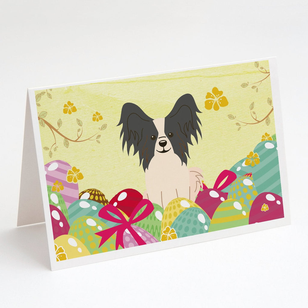 Easter Eggs Papillon Black White Greeting Cards Pack of 8 Blank Cards with Envelopes Whimsical A7 Size 5x7