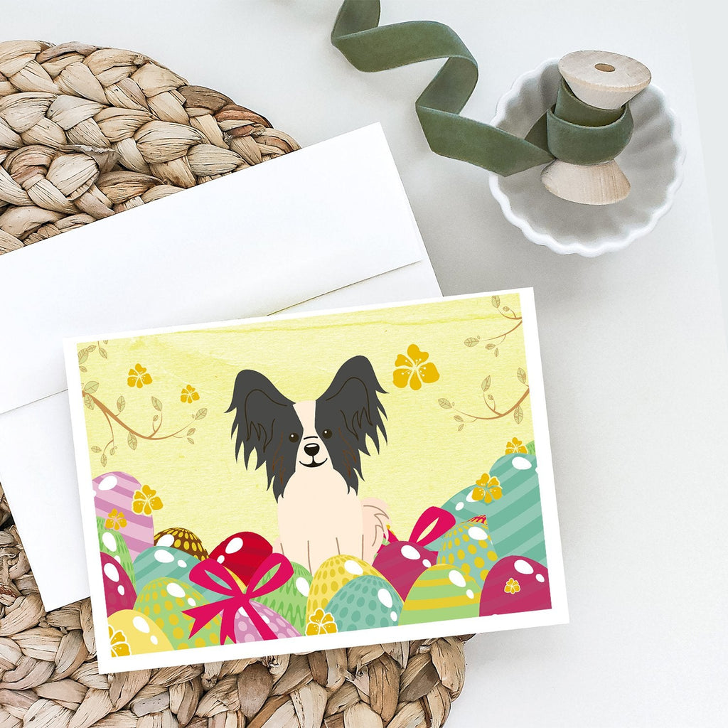 Easter Eggs Papillon Black White Greeting Cards Pack of 8 Blank Cards with Envelopes Whimsical A7 Size 5x7