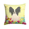 Easter Eggs Papillon Black White Decorative Throw Pillow 14x14 Indoor Outdoor Accent Cushion, Fabric Cover with Insert for Sofa, Bed, Porch & Living Room