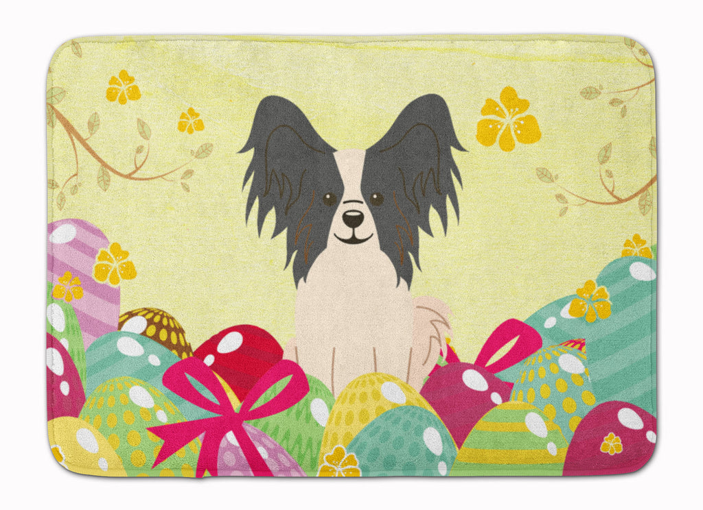 Easter Eggs Papillon Black White Memory Foam Kitchen Mat Machine Washable Anti-Fatigue Cushion Comfort Bath or Kitchen Rug