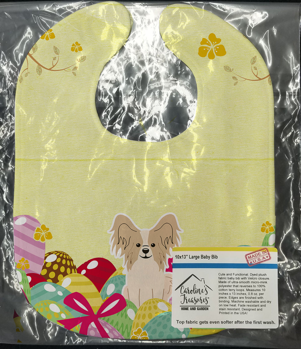 Easter Eggs Papillon Sable White Baby Bib Easy-Clean Baby Bib Baby Feeding Accessory Baby Mealtime Essential, 10 x 13, Multicolor
