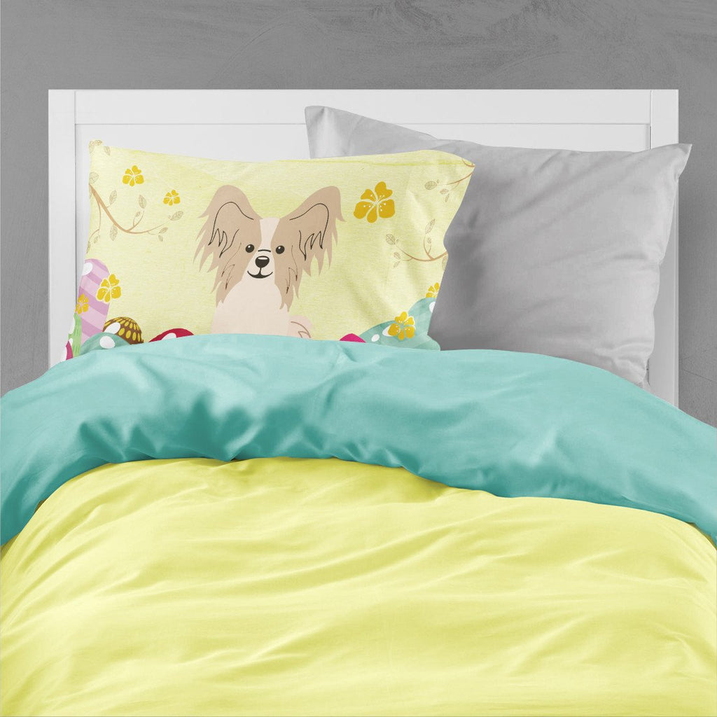 Easter Eggs Papillon Sable White Standard Pillowcase Lightweight Super Soft Easy Care Decorative Artwork Pillowcase, Standard