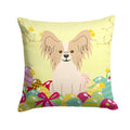 Easter Eggs Papillon Sable White Decorative Throw Pillow 14x14 Indoor Outdoor Accent Cushion, Fabric Cover with Insert for Sofa, Bed, Porch & Living Room