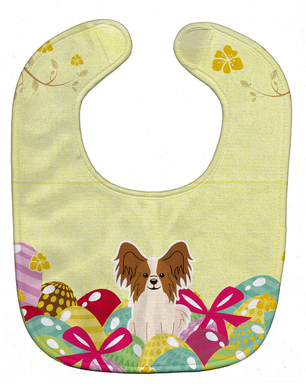 Easter Eggs Papillon Red White Baby Bib Easy-Clean Baby Bib Baby Feeding Accessory Baby Mealtime Essential, 10 x 13, Multicolor