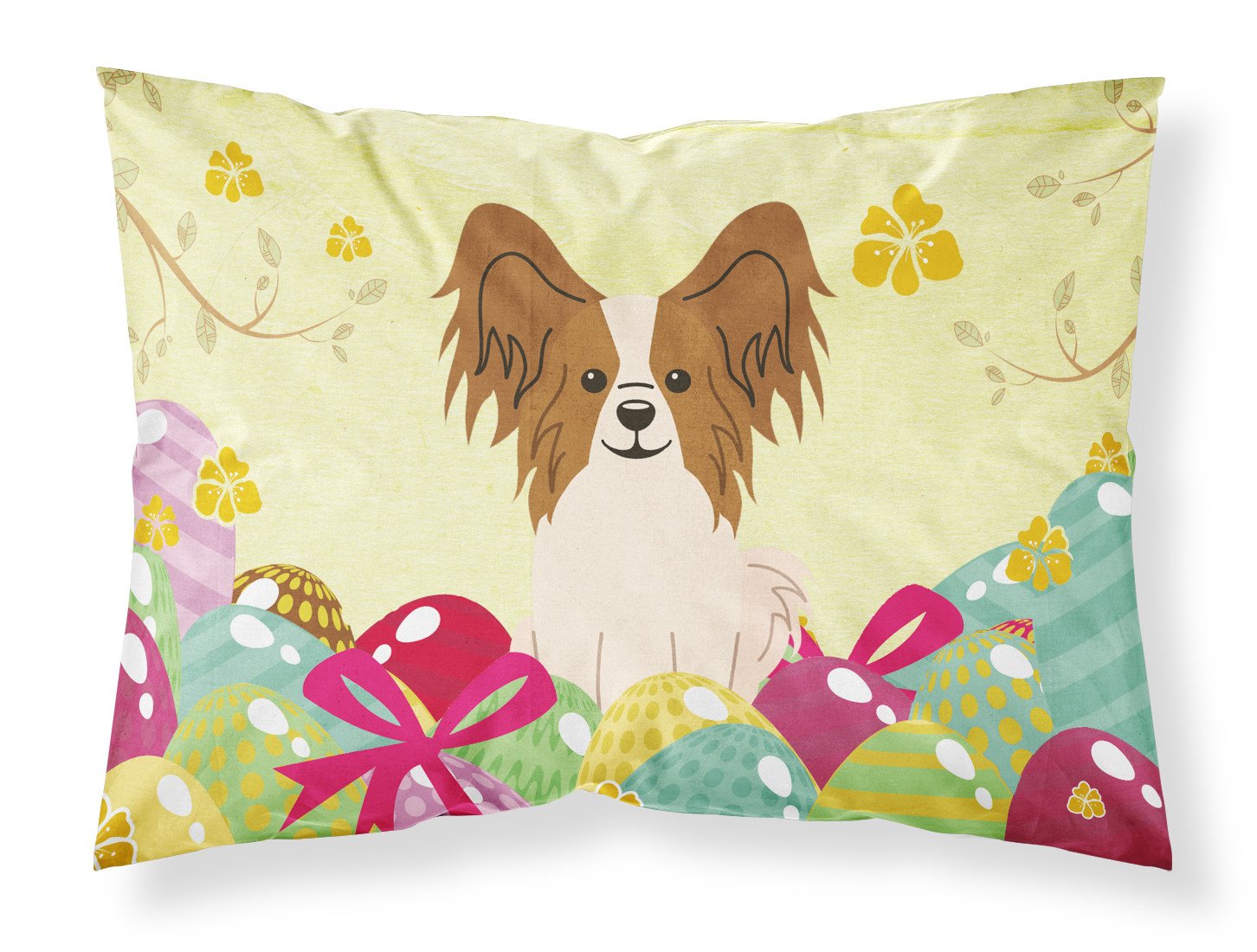 Easter Eggs Papillon Red White Standard Pillowcase Lightweight Super Soft Easy Care Decorative Artwork Pillowcase, Standard
