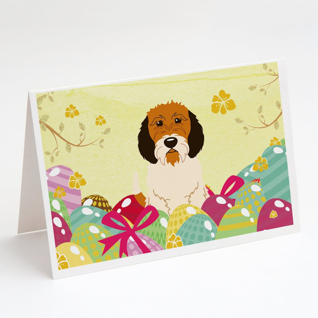 Easter Eggs Petit Basset Griffon Veenden Greeting Cards Pack of 8 Blank Cards with Envelopes Whimsical A7 Size 5x7
