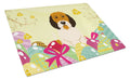 Easter Eggs Petit Basset Griffon Veenden Cutting Board Tempered Glass Kitchen Cutting Surface, Heat Resistant Chopping, Non-Slip Feet, Food Prep & Serving