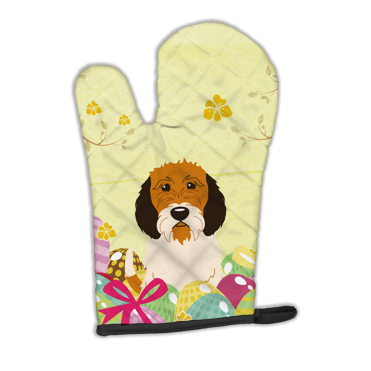 Easter Eggs Petit Basset Griffon Veenden Oven Mitt Heat Resistant Thick Oven Mitt for Hot Pans and Oven, Kitchen Mitt Protect Hands, Cooking Baking Glove