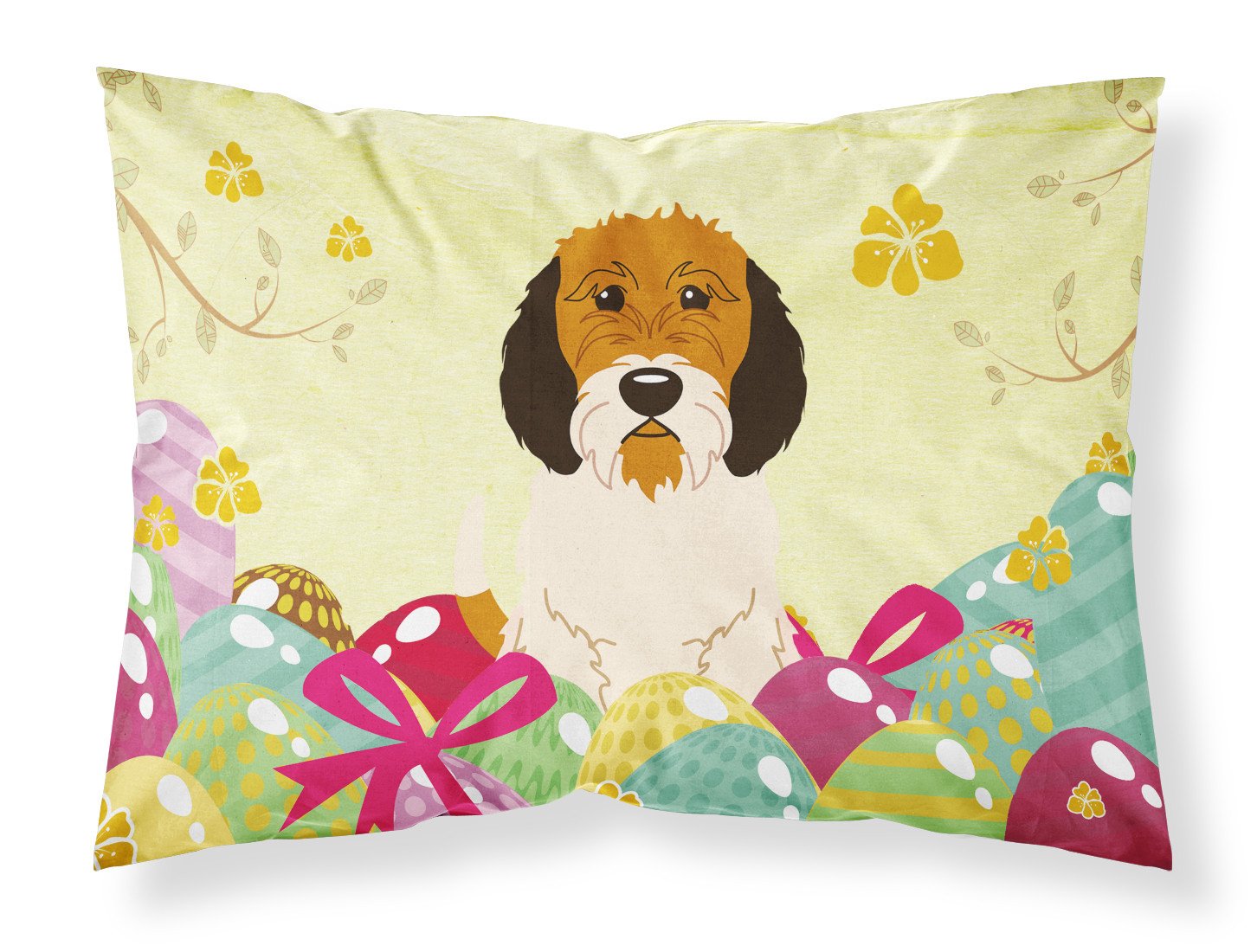 Easter Eggs Petit Basset Griffon Veenden Standard Pillowcase Lightweight Super Soft Easy Care Decorative Artwork Pillowcase, Standard