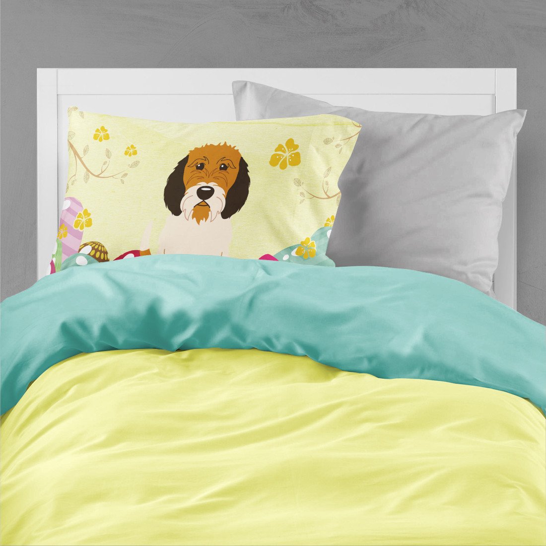 Easter Eggs Petit Basset Griffon Veenden Standard Pillowcase Lightweight Super Soft Easy Care Decorative Artwork Pillowcase, Standard