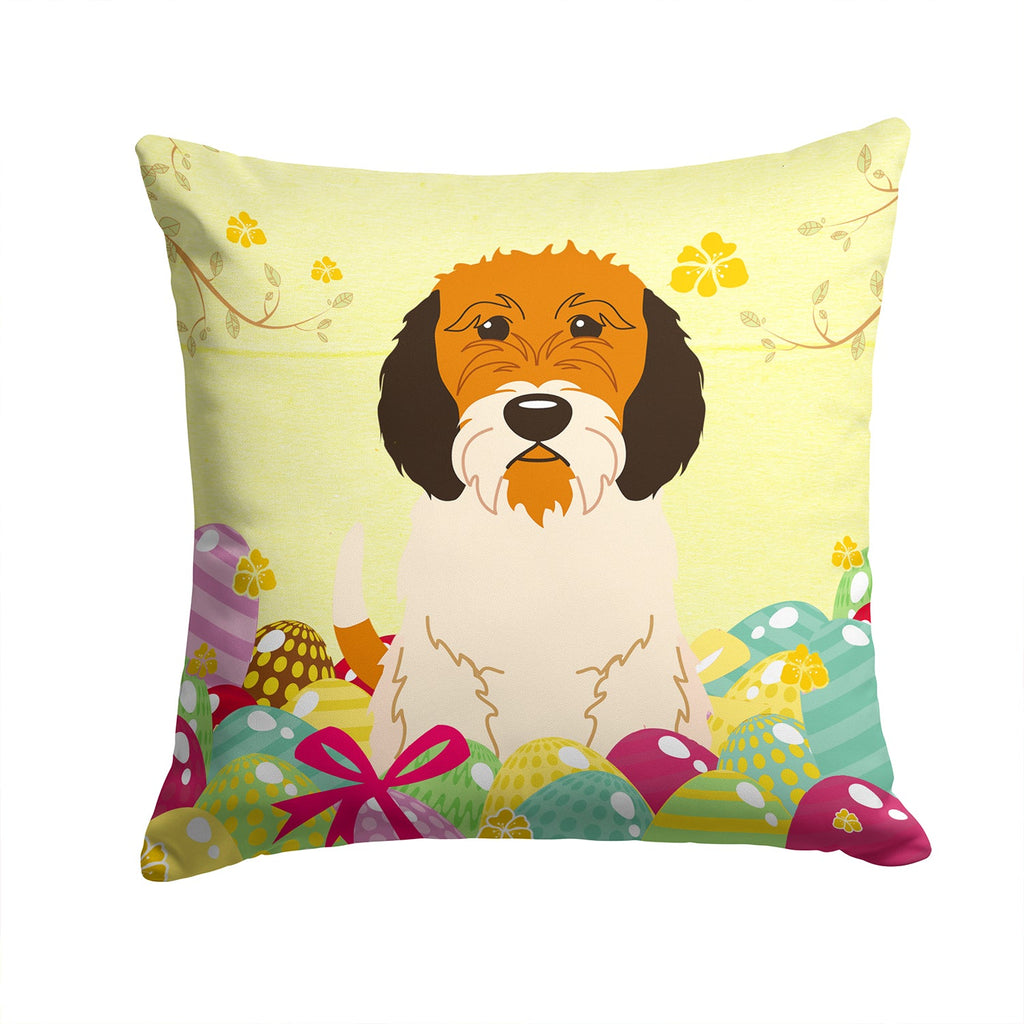 Easter Eggs Petit Basset Griffon Veenden Decorative Throw Pillow 14x14 Indoor Outdoor Accent Cushion, Fabric Cover with Insert for Sofa, Bed, Porch & Living Room