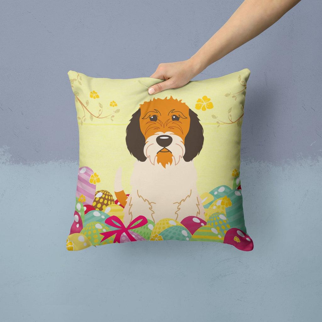Easter Eggs Petit Basset Griffon Veenden Decorative Throw Pillow 14x14 Indoor Outdoor Accent Cushion, Fabric Cover with Insert for Sofa, Bed, Porch & Living Room