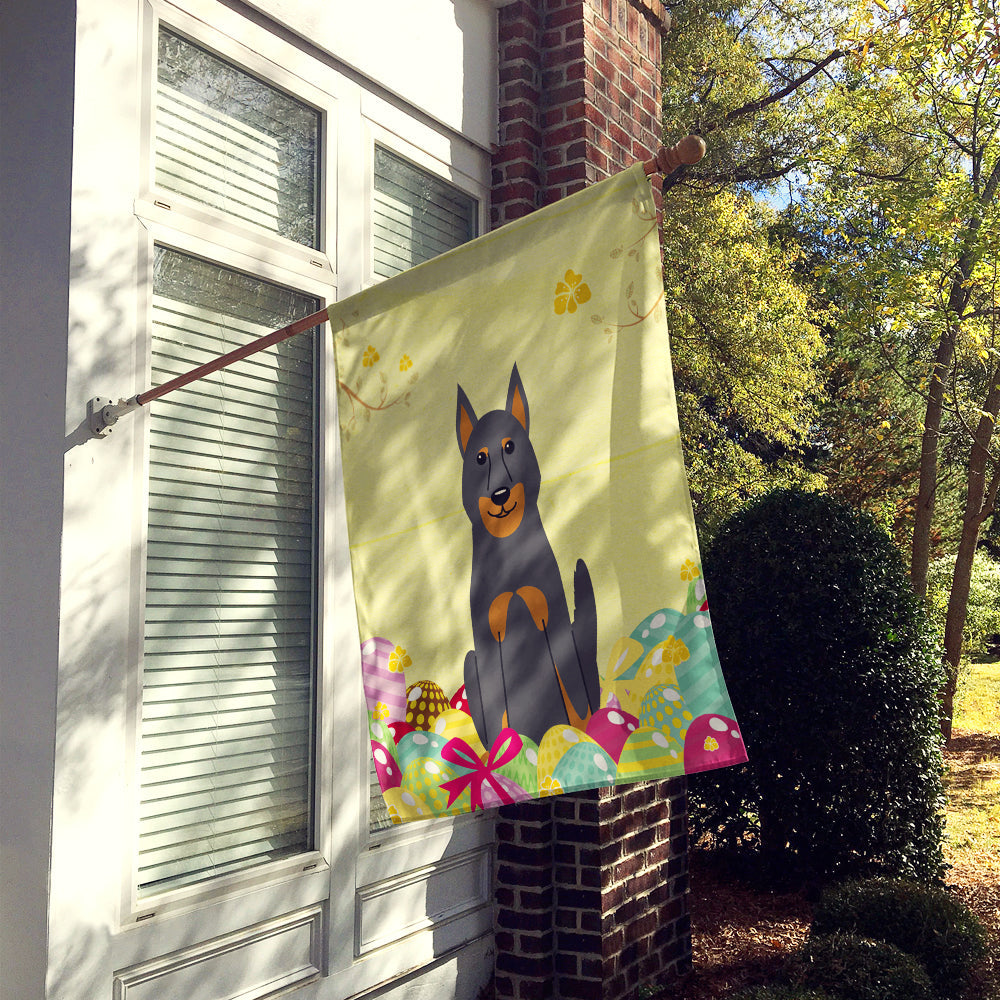 Easter Eggs Beauce Shepherd Dog House Flag 28x40 Porch Sleeve Pole Decorative Outside Yard Banner Artwork Wall Hanging, Polyester