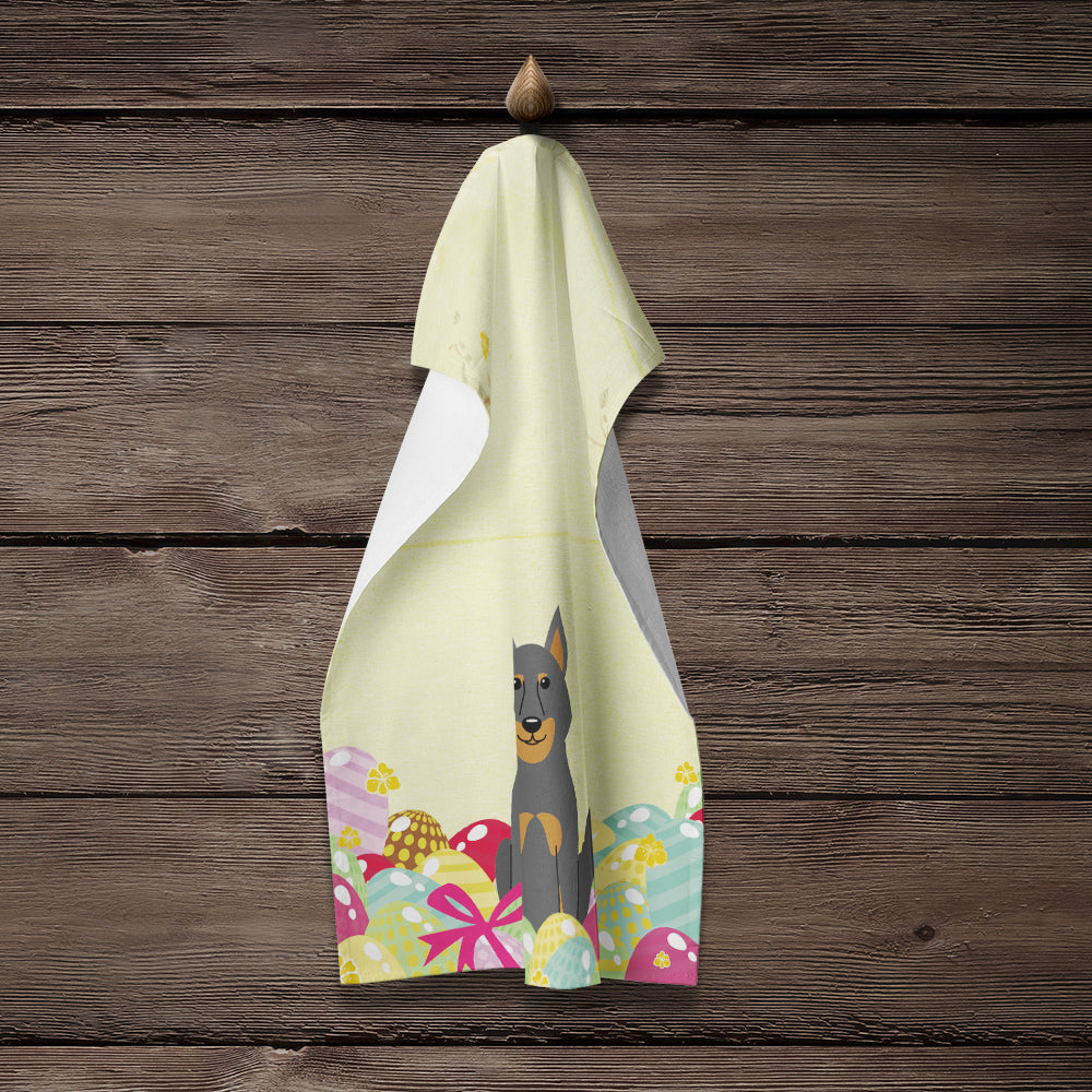 Easter Eggs Beauce Shepherd Dog Kitchen Towel Velour Plush Front and Cotton Loop Back Machine Washable