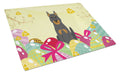 Easter Eggs Beauce Shepherd Dog Cutting Board Tempered Glass Kitchen Cutting Surface, Heat Resistant Chopping, Non-Slip Feet, Food Prep & Serving