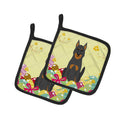 Easter Eggs Beauce Shepherd Dog Pot Holder Set of 2 Heat Resistant Quilted Hot Pads 7.5 x 7.5 Inch, Insulated Kitchen Trivets for Cooking & Baking