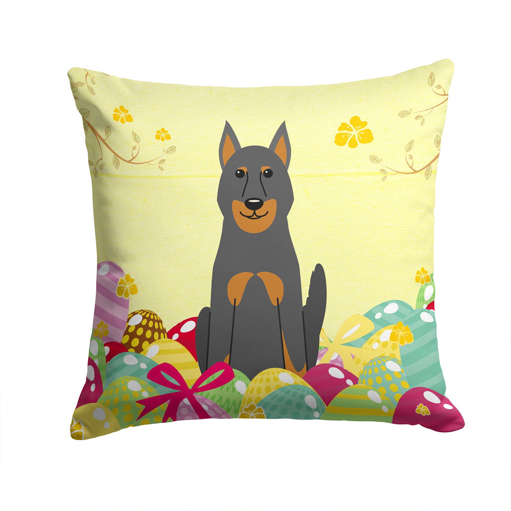 Easter Eggs Beauce Shepherd Dog Decorative Throw Pillow 14x14 Indoor Outdoor Accent Cushion, Fabric Cover with Insert for Sofa, Bed, Porch & Living Room