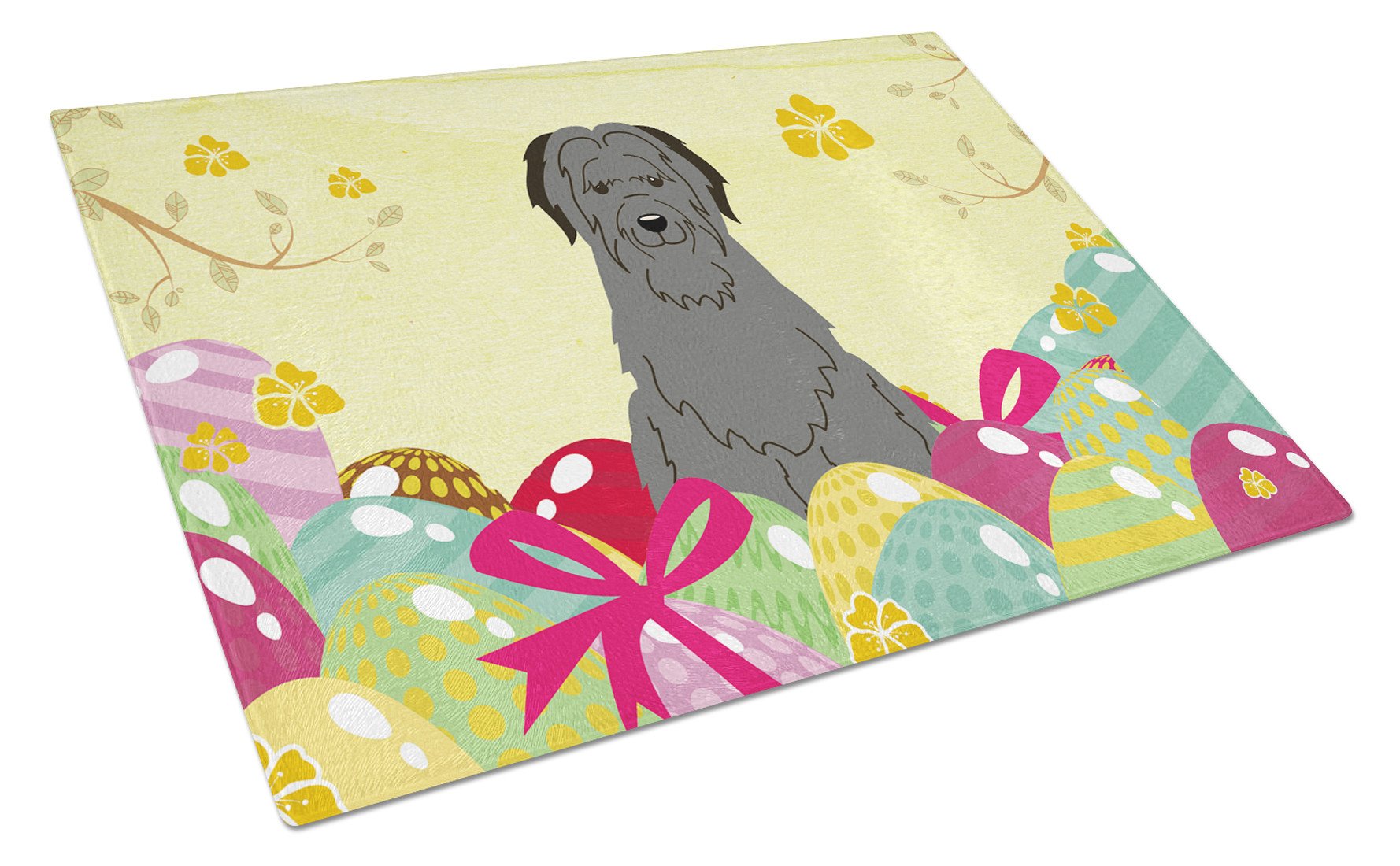 Easter Eggs Briard Black Cutting Board Tempered Glass Kitchen Cutting Surface, Heat Resistant Chopping, Non-Slip Feet, Food Prep & Serving