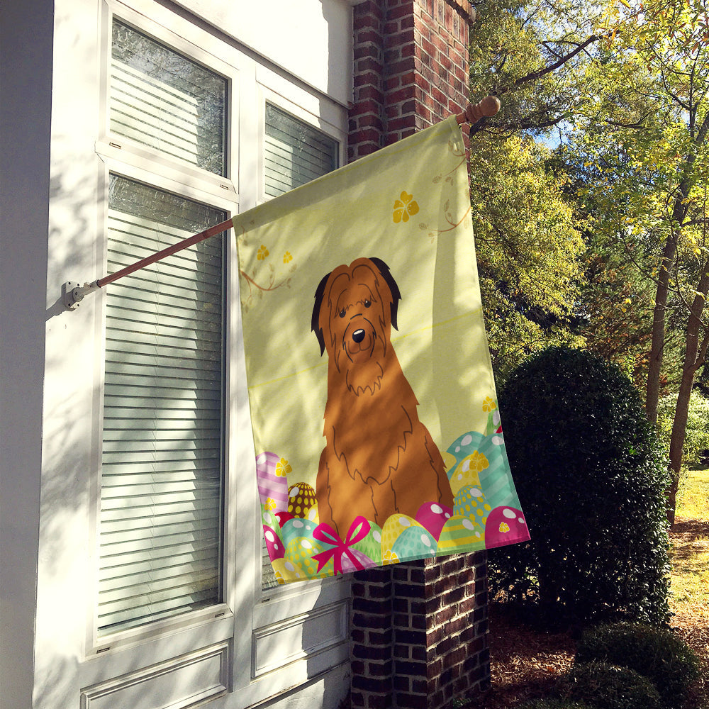 Easter Eggs Briard Brown House Flag 28x40 Porch Sleeve Pole Decorative Outside Yard Banner Artwork Wall Hanging, Polyester