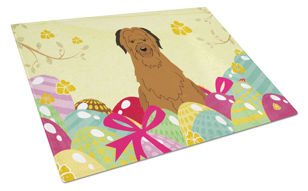 Easter Eggs Briard Brown Cutting Board Tempered Glass Kitchen Cutting Surface, Heat Resistant Chopping, Non-Slip Feet, Food Prep & Serving