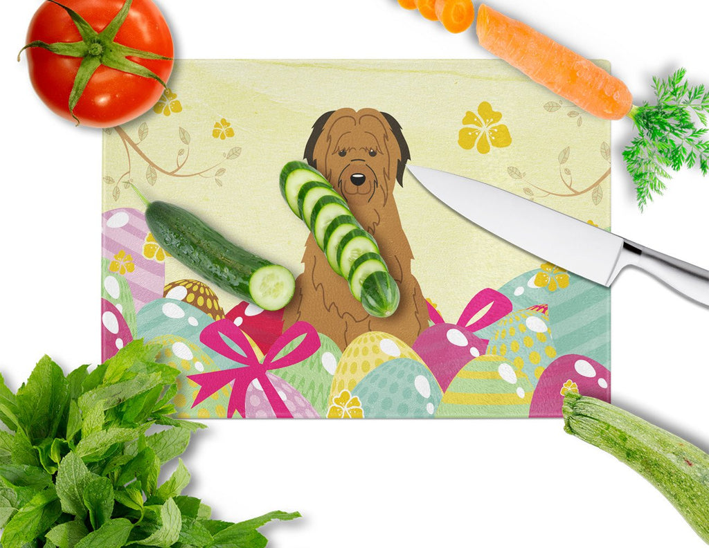 Easter Eggs Briard Brown Cutting Board Tempered Glass Kitchen Cutting Surface, Heat Resistant Chopping, Non-Slip Feet, Food Prep & Serving