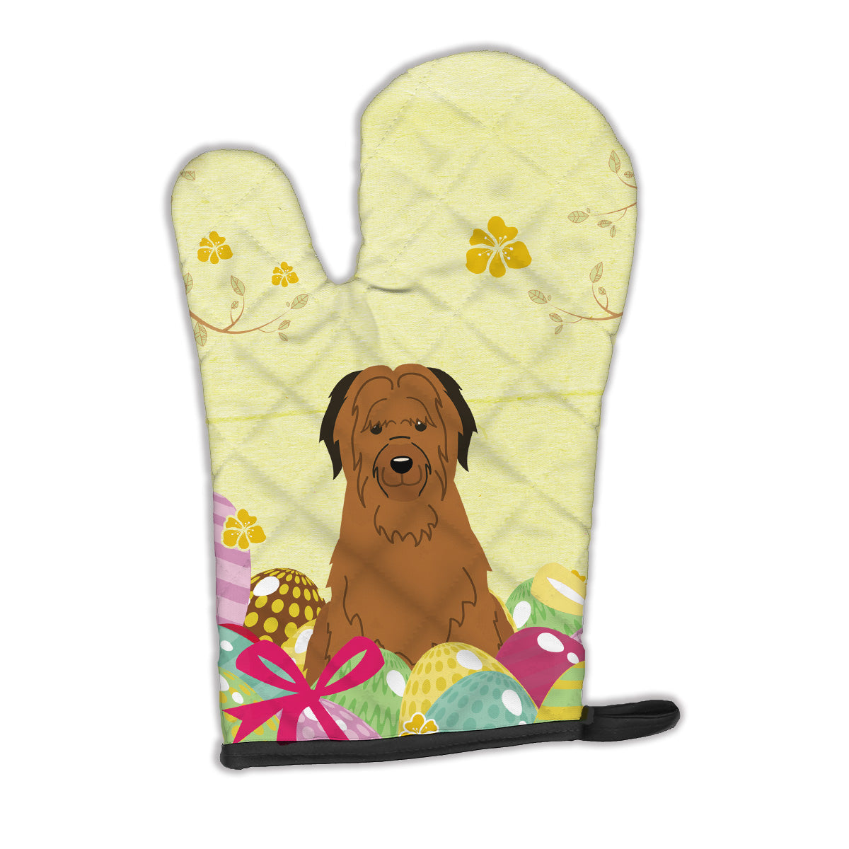 Easter Eggs Briard Brown Oven Mitt Heat Resistant Thick Oven Mitt for Hot Pans and Oven, Kitchen Mitt Protect Hands, Cooking Baking Glove