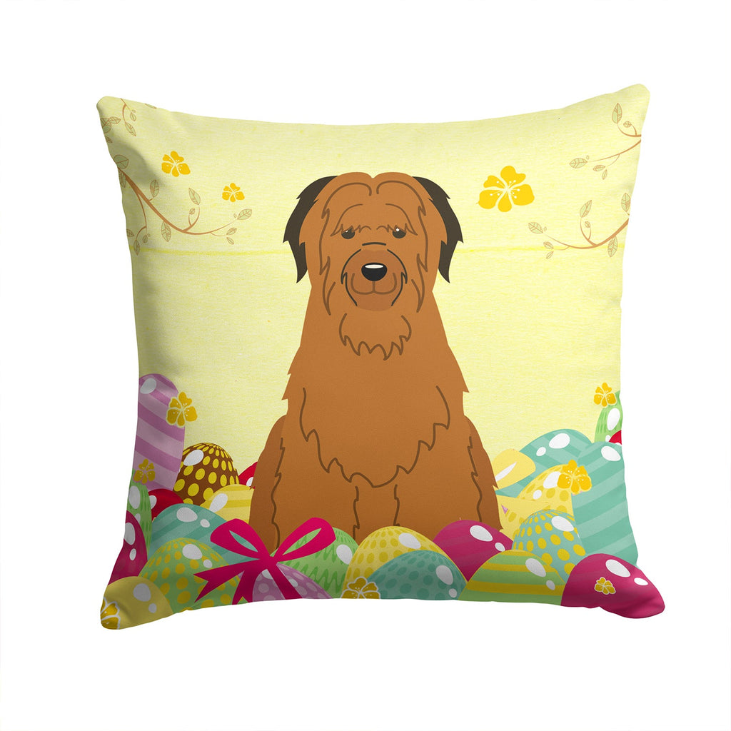 Easter Eggs Briard Brown Decorative Throw Pillow 14x14 Indoor Outdoor Accent Cushion, Fabric Cover with Insert for Sofa, Bed, Porch & Living Room