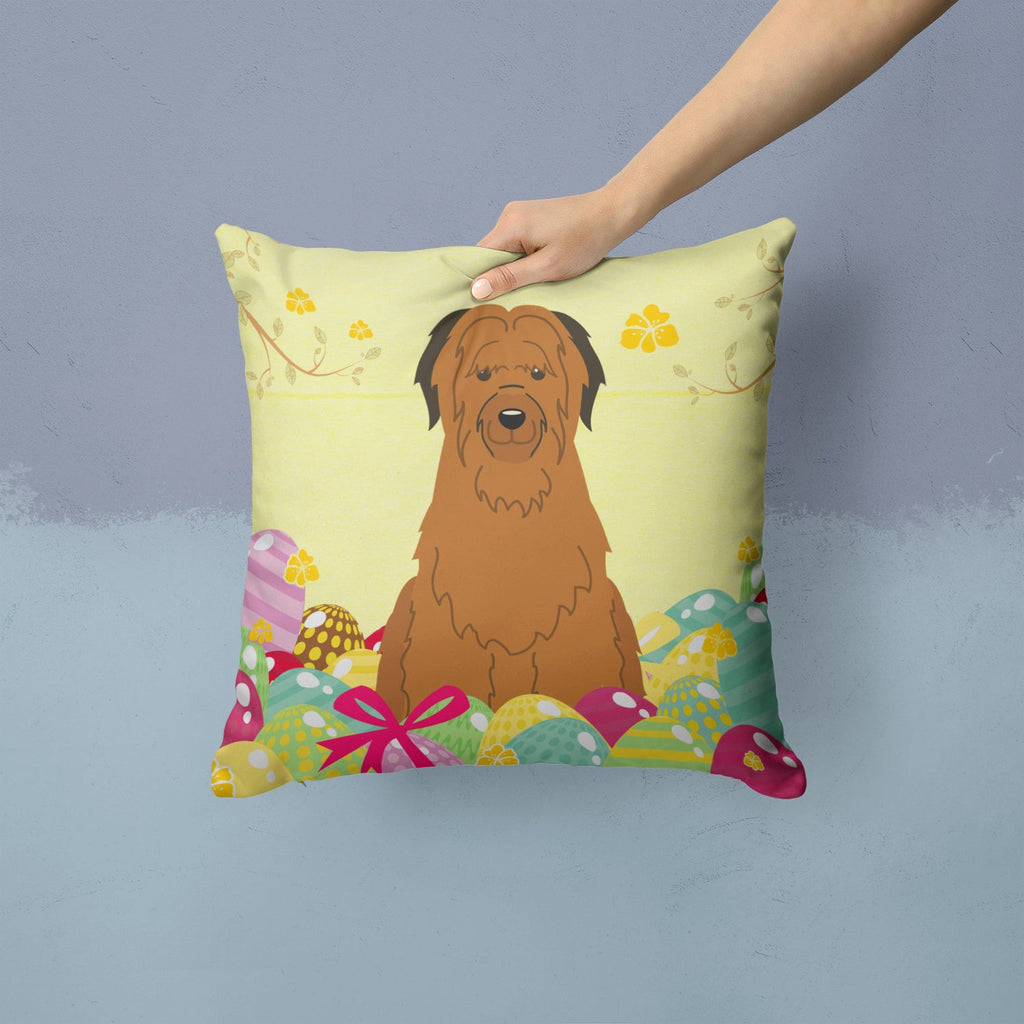 Easter Eggs Briard Brown Decorative Throw Pillow 14x14 Indoor Outdoor Accent Cushion, Fabric Cover with Insert for Sofa, Bed, Porch & Living Room