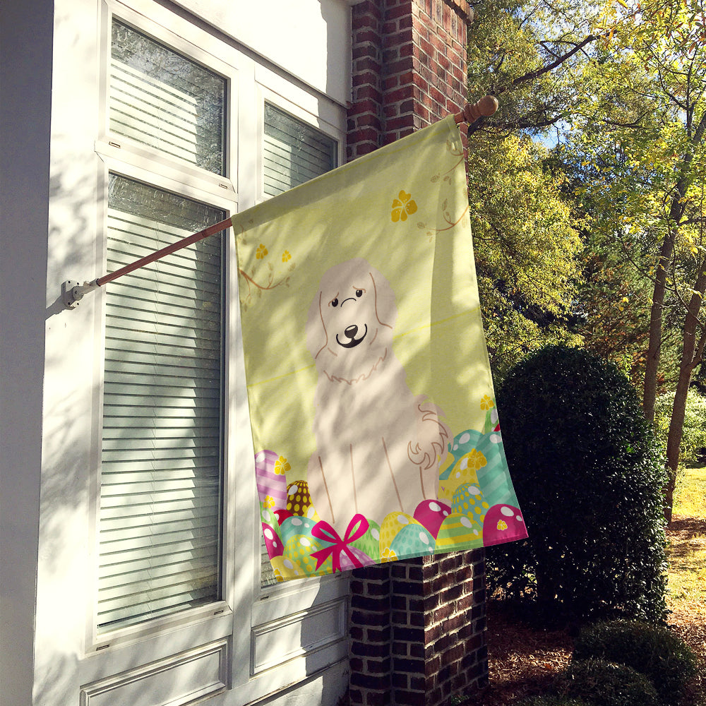 Easter Eggs Great Pyrenese House Flag 28x40 Porch Sleeve Pole Decorative Outside Yard Banner Artwork Wall Hanging, Polyester