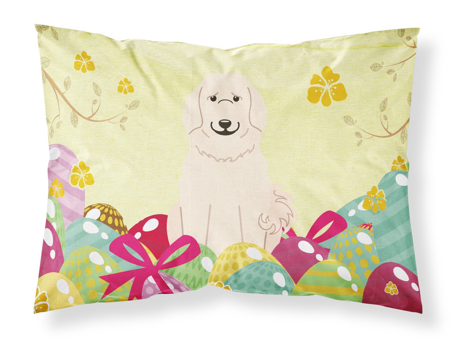 Easter Eggs Great Pyrenese Standard Pillowcase Lightweight Super Soft Easy Care Decorative Artwork Pillowcase, Standard