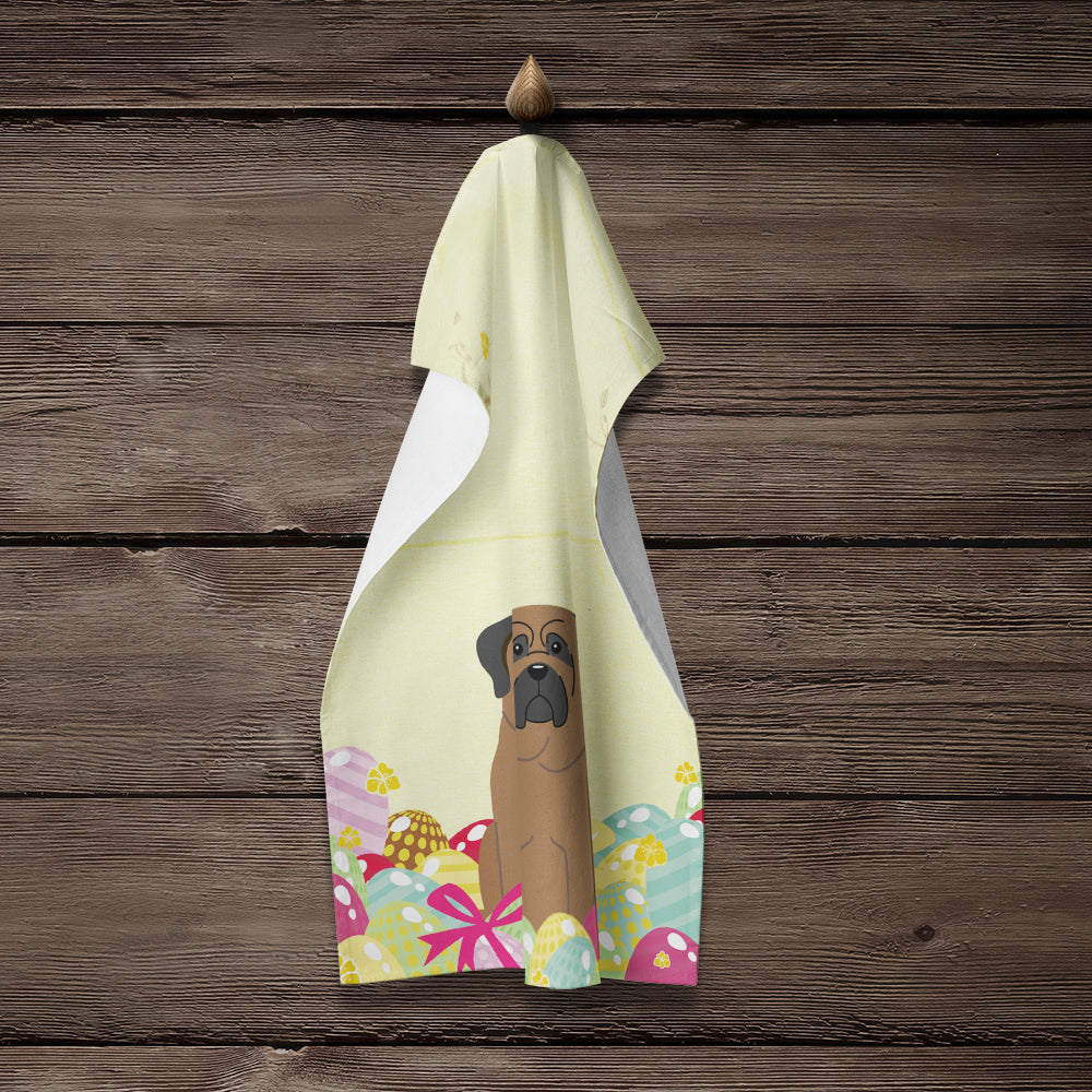 Easter Eggs Bullmastiff Kitchen Towel Velour Plush Front and Cotton Loop Back Machine Washable