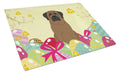 Easter Eggs Bullmastiff Cutting Board Tempered Glass Kitchen Cutting Surface, Heat Resistant Chopping, Non-Slip Feet, Food Prep & Serving