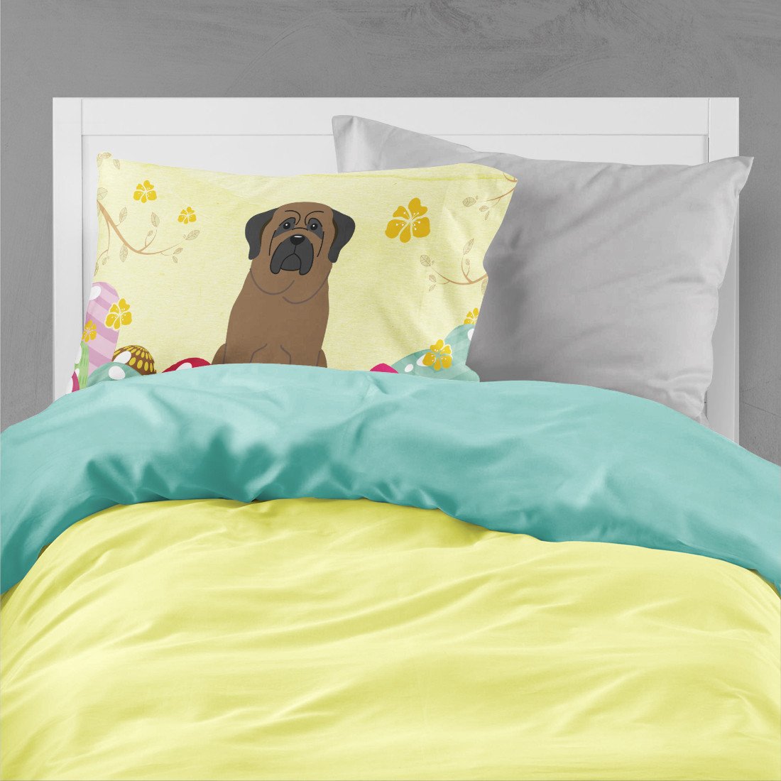 Easter Eggs Bullmastiff Standard Pillowcase Lightweight Super Soft Easy Care Decorative Artwork Pillowcase, Standard