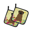 Easter Eggs Bullmastiff Pot Holder Set of 2 Heat Resistant Quilted Hot Pads 7.5 x 7.5 Inch, Insulated Kitchen Trivets for Cooking & Baking