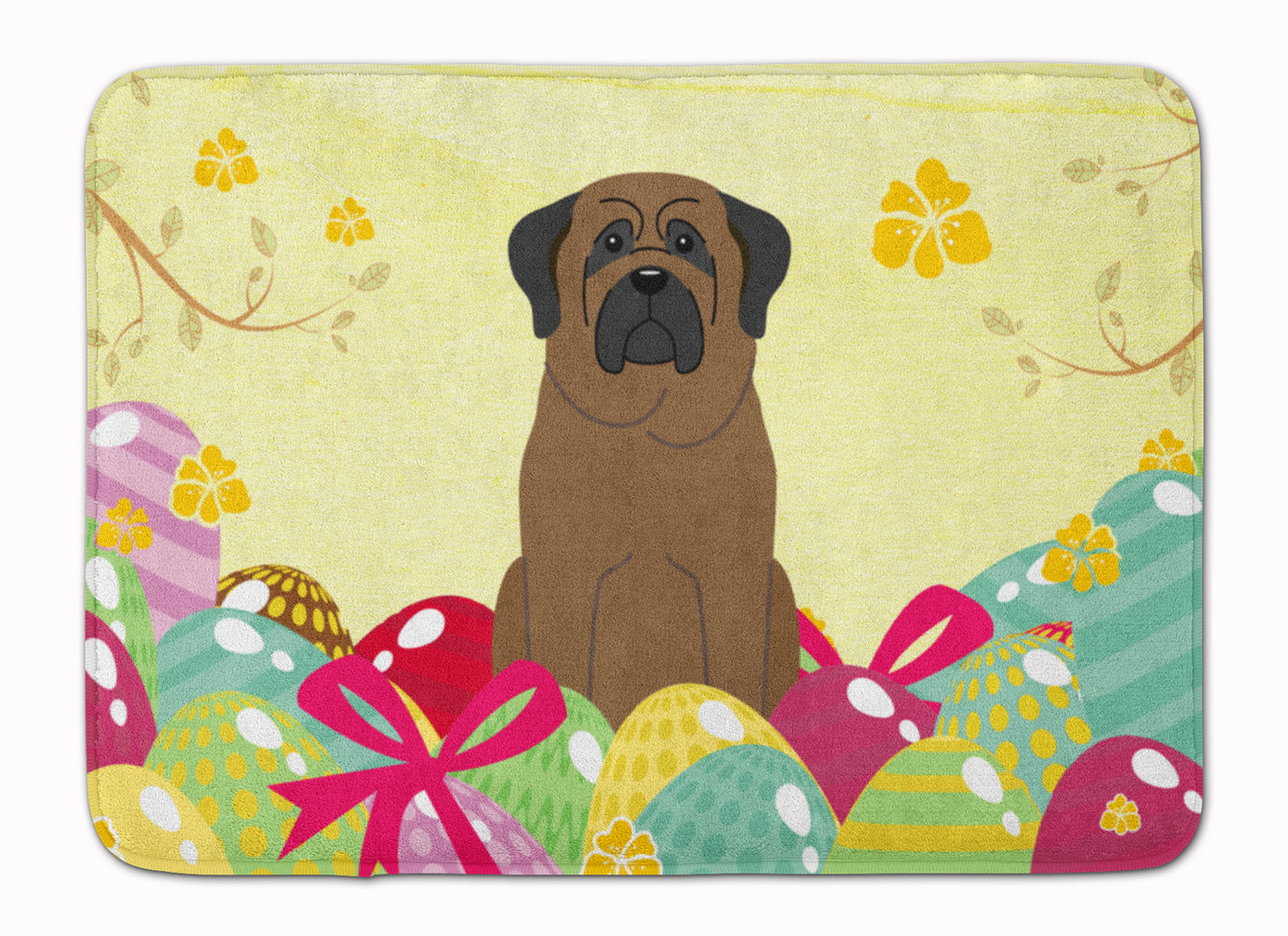 Easter Eggs Bullmastiff Memory Foam Kitchen Mat Machine Washable Anti-Fatigue Cushion Comfort Bath or Kitchen Rug