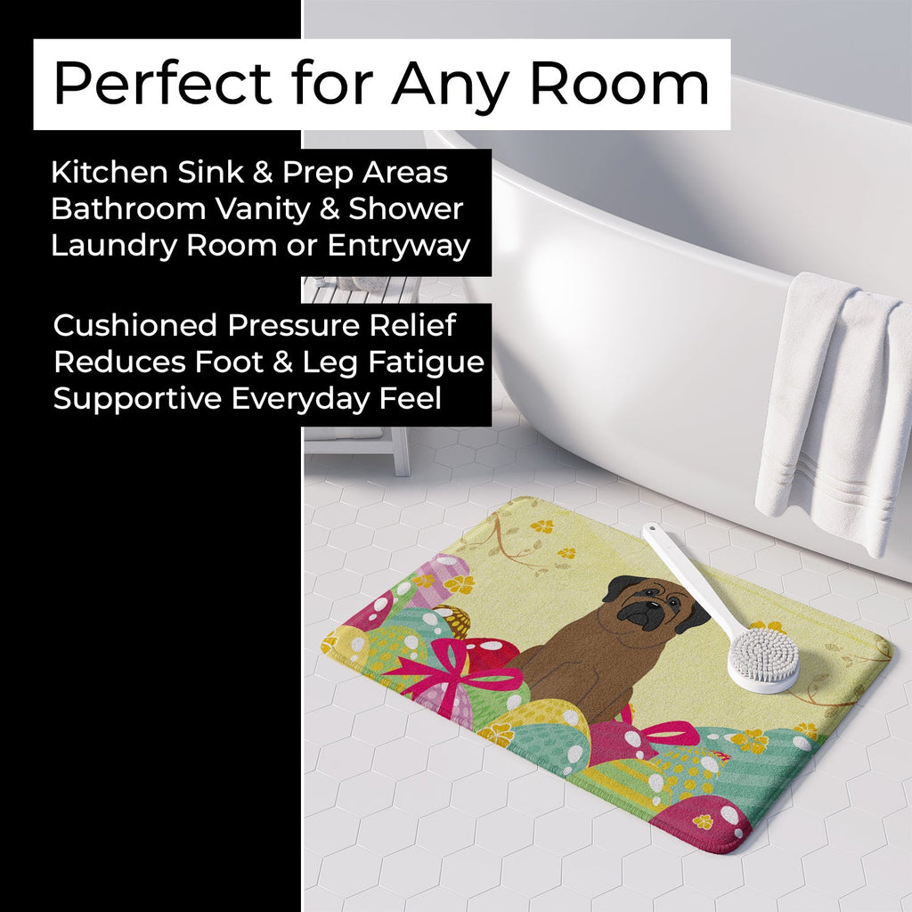 Easter Eggs Bullmastiff Memory Foam Kitchen Mat Machine Washable Anti-Fatigue Cushion Comfort Bath or Kitchen Rug