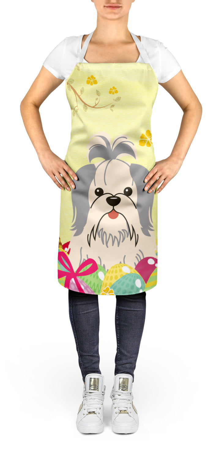Easter Eggs Shih Tzu Silver White Apron Cooking Kitchen Server Baking Crafts Gardening for Adult Women Men, Unisex, Large, Multicolor