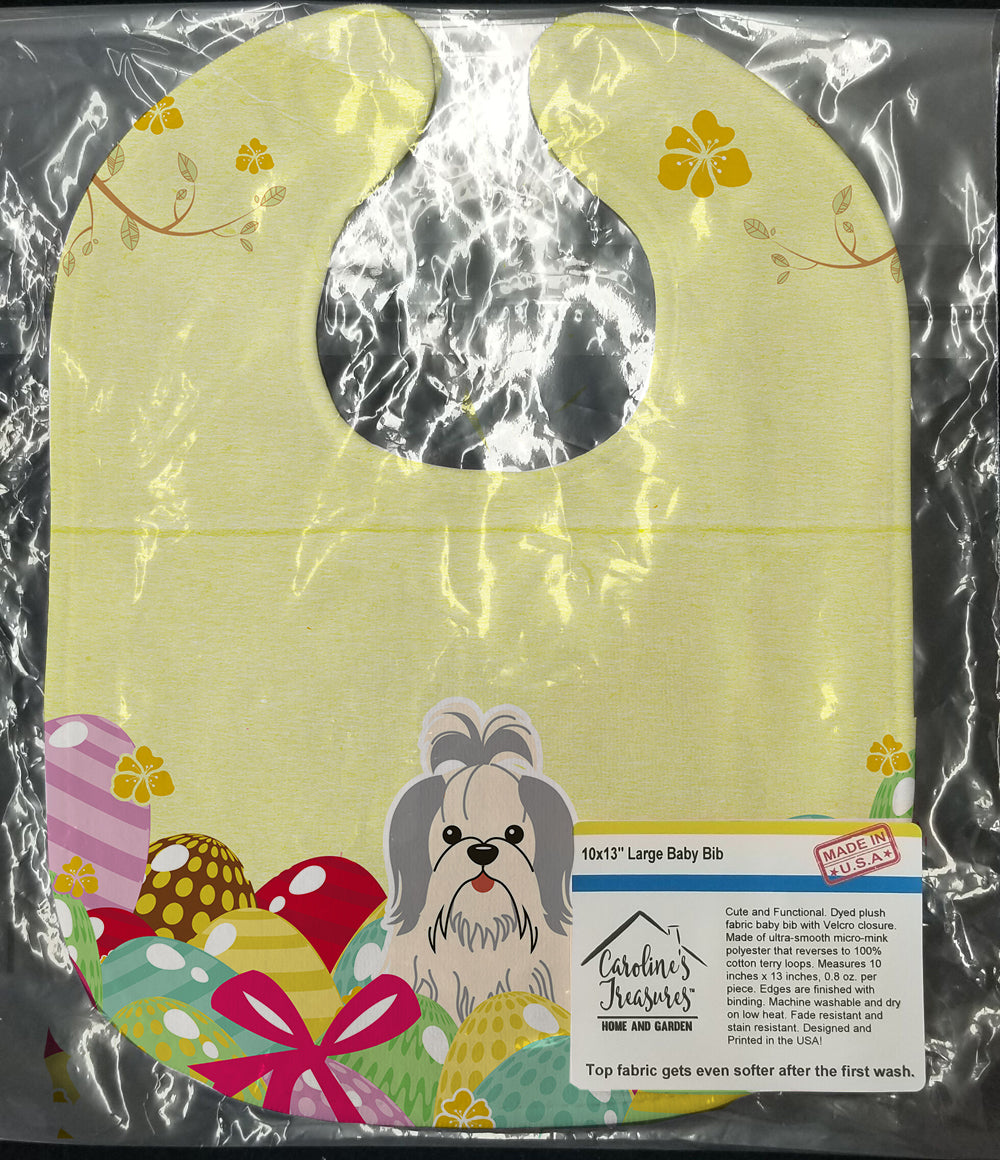 Easter Eggs Shih Tzu Silver White Baby Bib Easy-Clean Baby Bib Baby Feeding Accessory Baby Mealtime Essential, 10 x 13, Multicolor