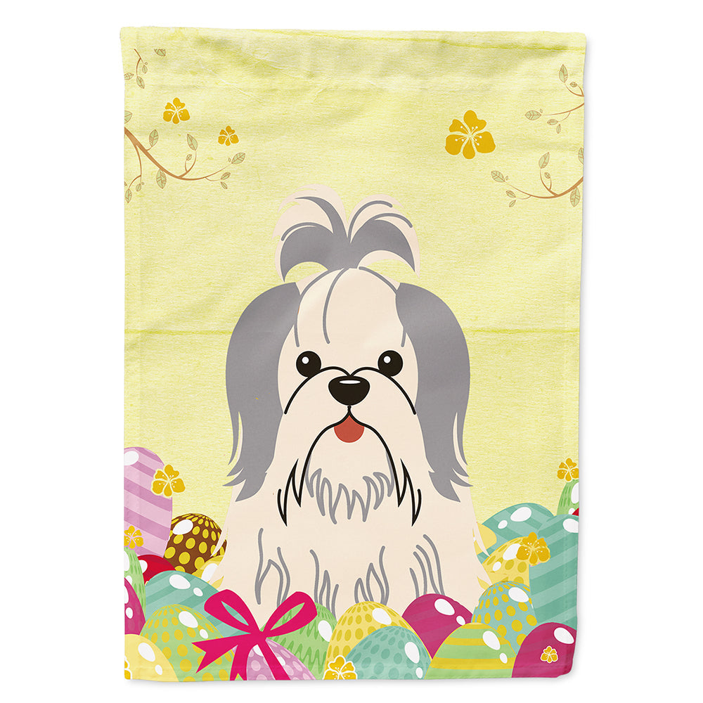 Easter Eggs Shih Tzu Silver White House Flag 28x40 Porch Sleeve Pole Decorative Outside Yard Banner Artwork Wall Hanging, Polyester